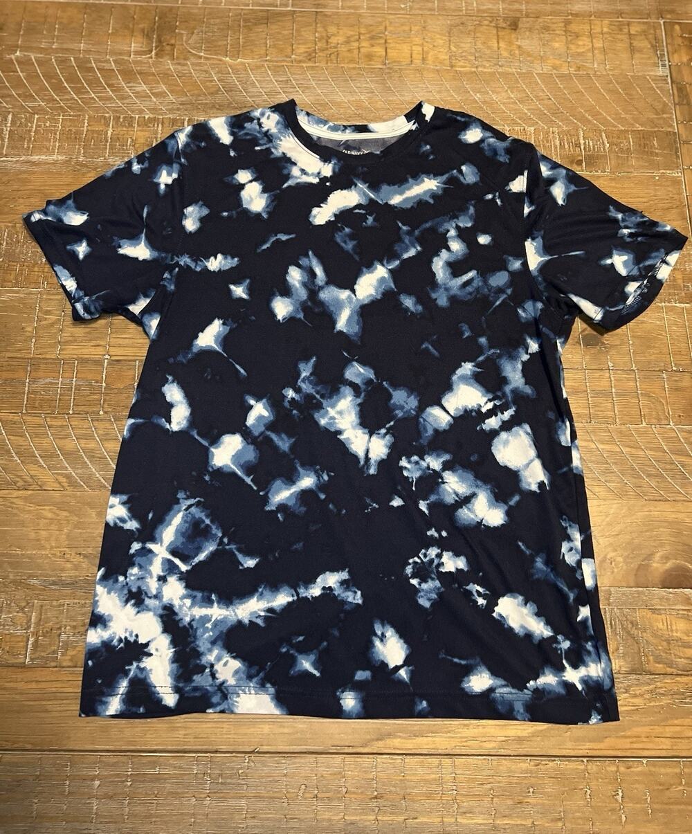 Old Navy Active Blue Tie Dye Tee Kids Size Large Short Sleeve T-shirt Sports